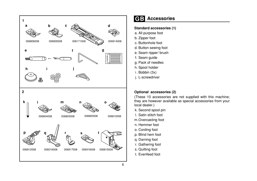 Singer 50T8 E99670, 3116 instruction manual B5C B6C 