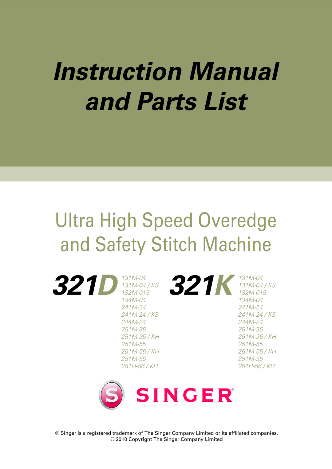 Singer 321D, 321K instruction manual 