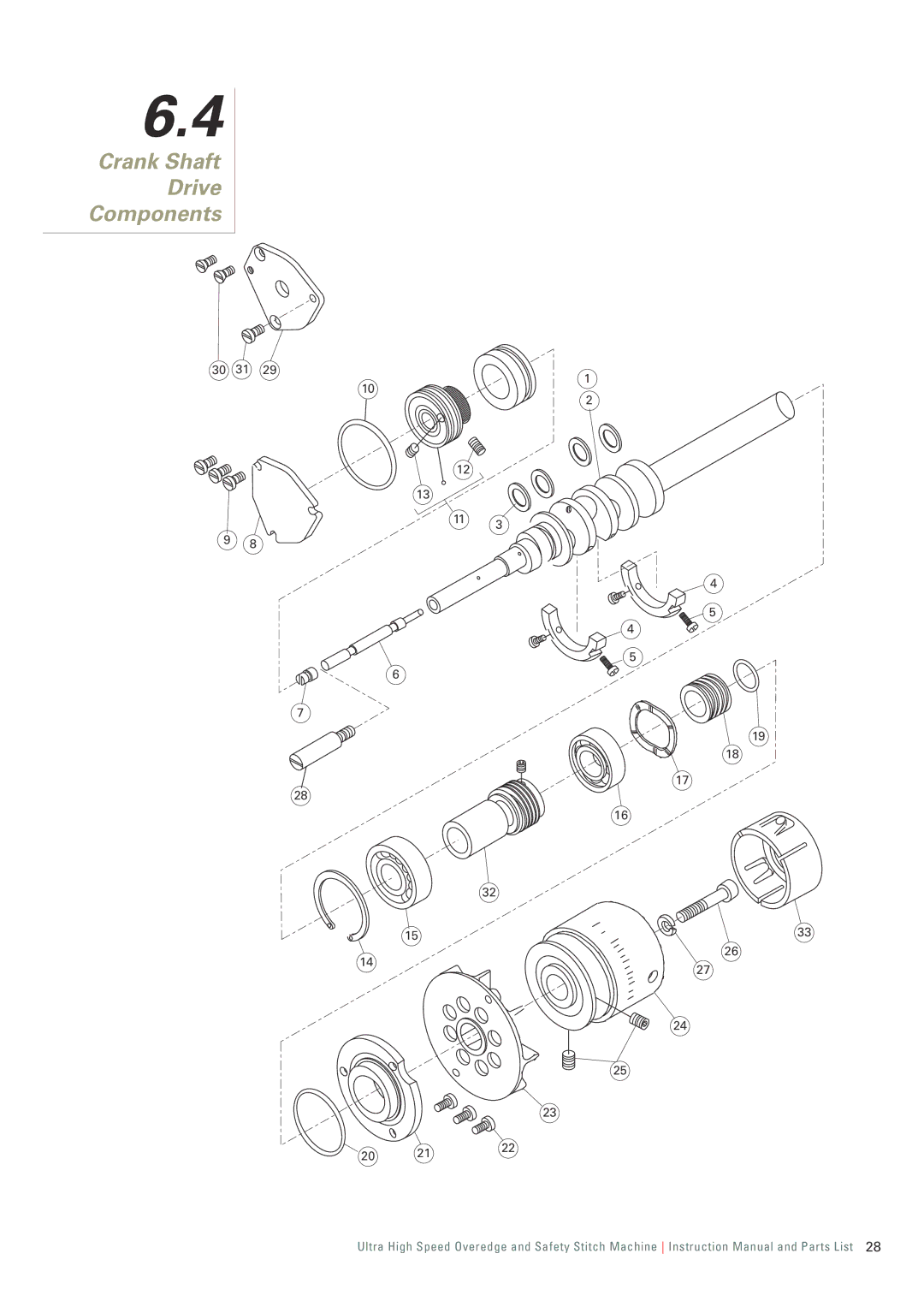 Singer 321K, 321D instruction manual Crank Shaft Drive Components 