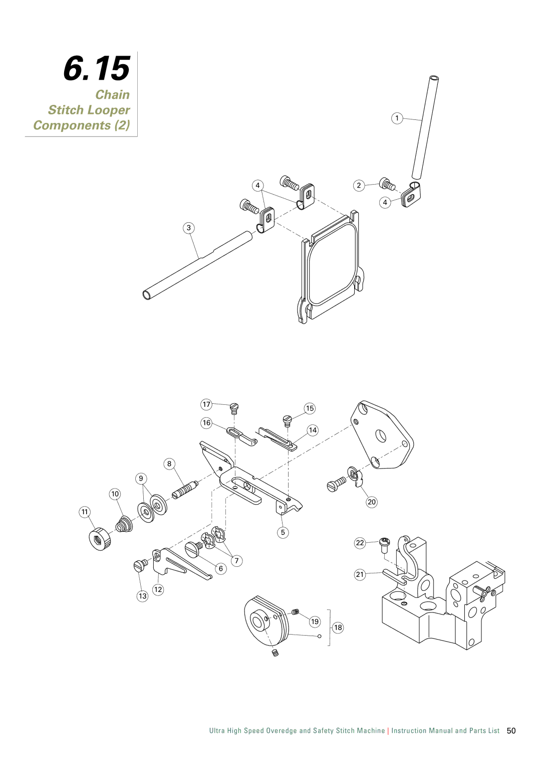 Singer 321K, 321D instruction manual Chain Stitch Looper Components 