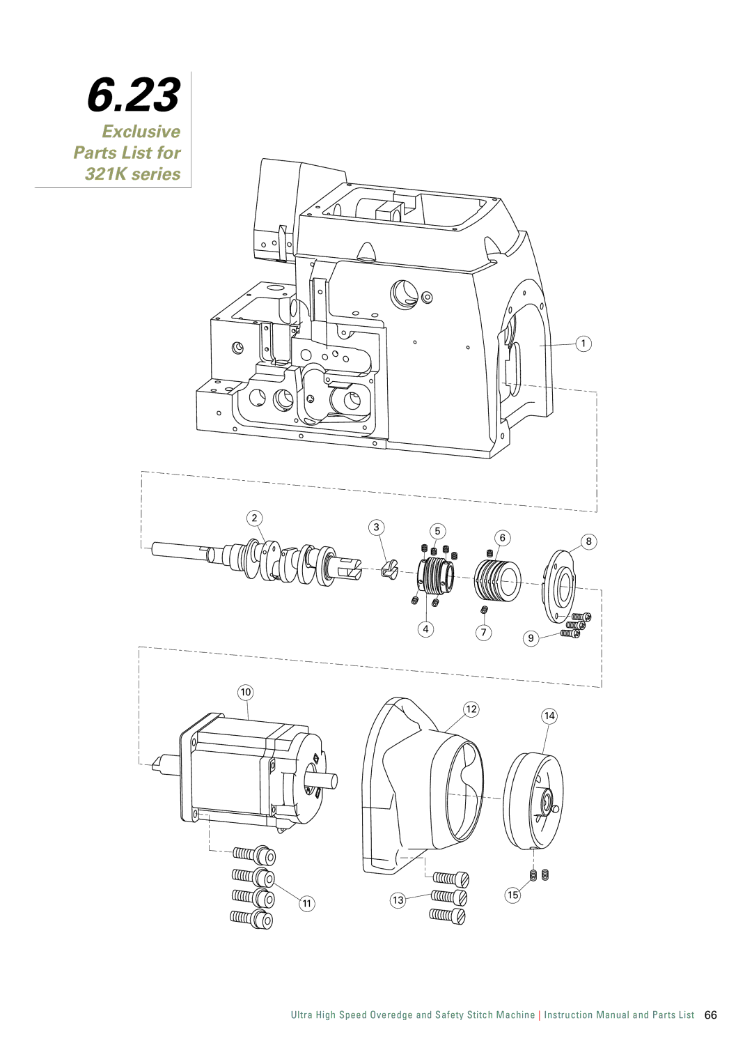 Singer 321D instruction manual Exclusive Parts List for 321K series 