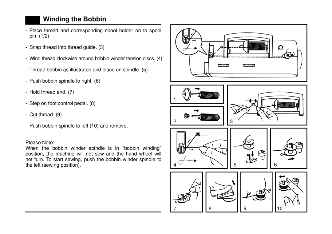 Singer 3323 instruction manual Winding the Bobbin, Please Note 