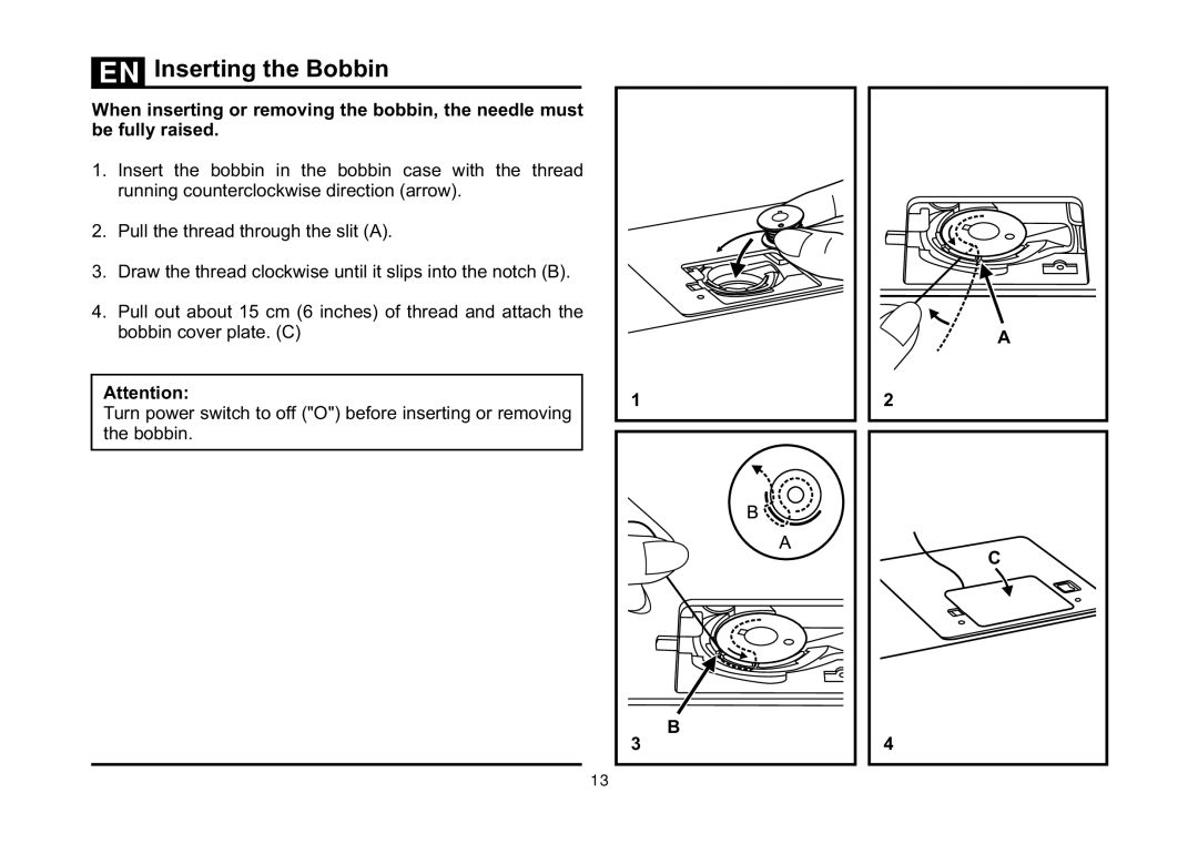 Singer 3323 instruction manual Inserting the Bobbin 