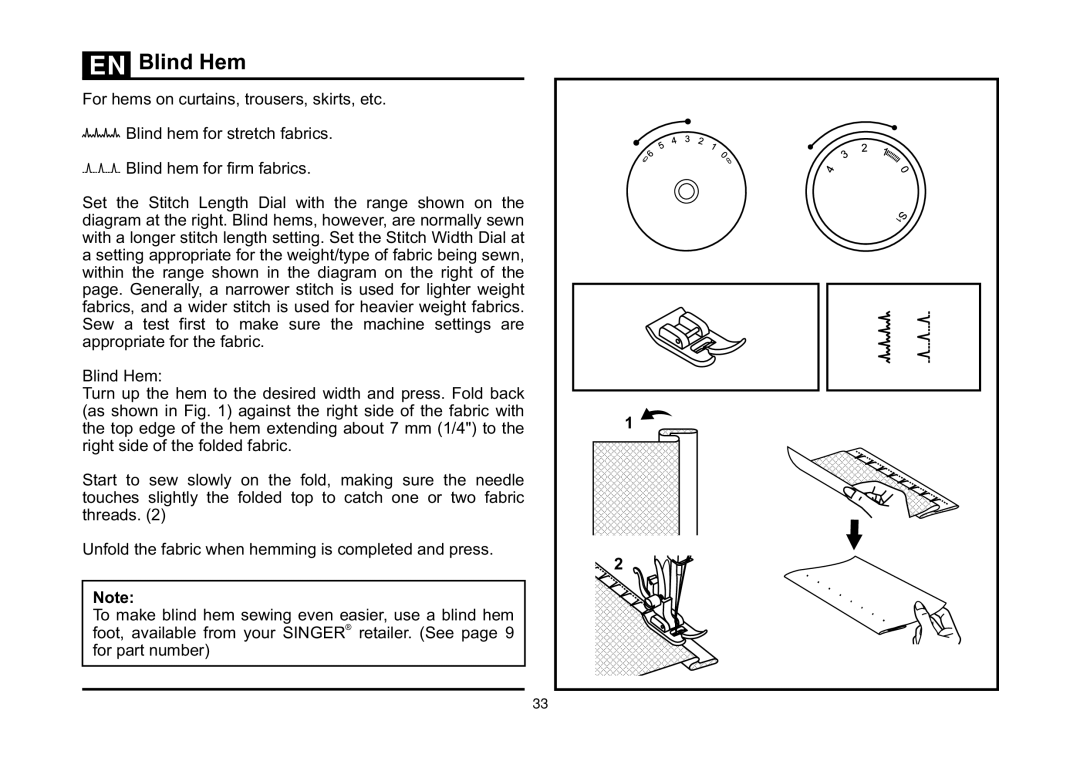 Singer 3323 instruction manual Blind Hem 