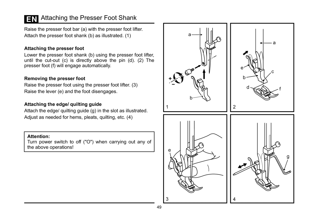 Singer 3323 instruction manual Attaching the Presser Foot Shank, Attaching the presser foot, Removing the presser foot 