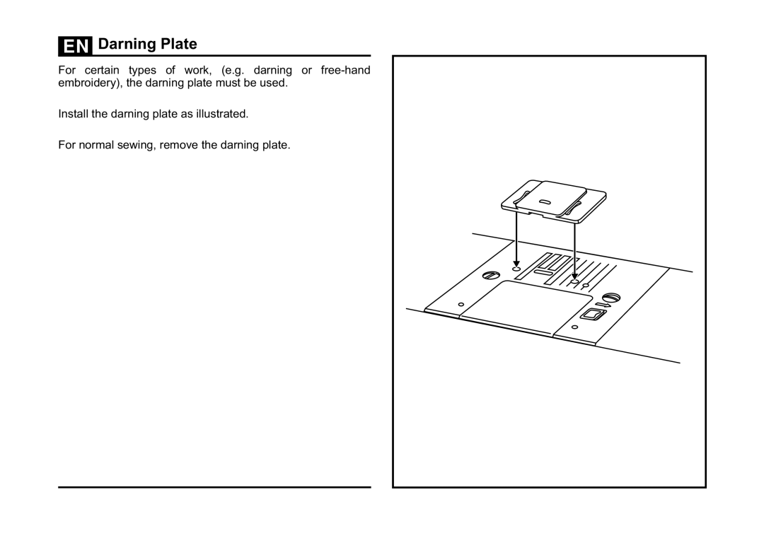 Singer 3323 instruction manual Darning Plate 