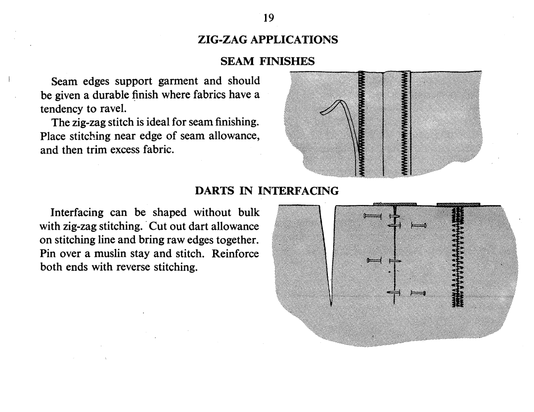 Singer 337 manual Darts in Interfacing 