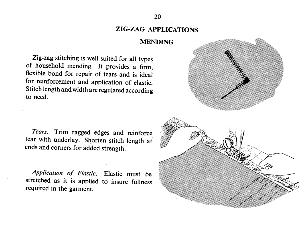 Singer 337 manual Mending, Application of Elastic. Elastic must be 