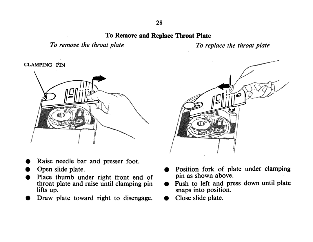 Singer 337 manual To remove the throat plate To replace the throat plate 