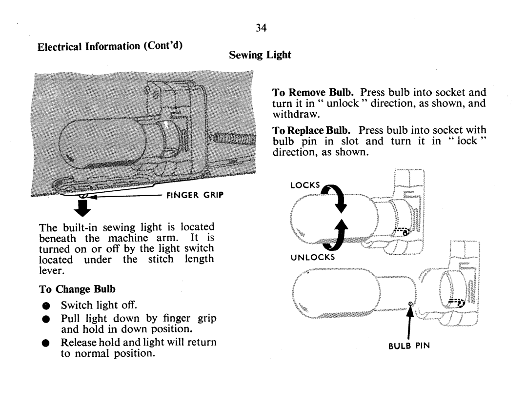 Singer 337 manual To Change Bulb 