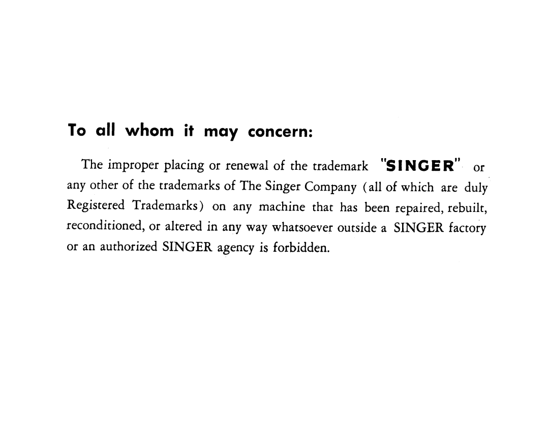 Singer 337 manual To all whom it may concern 