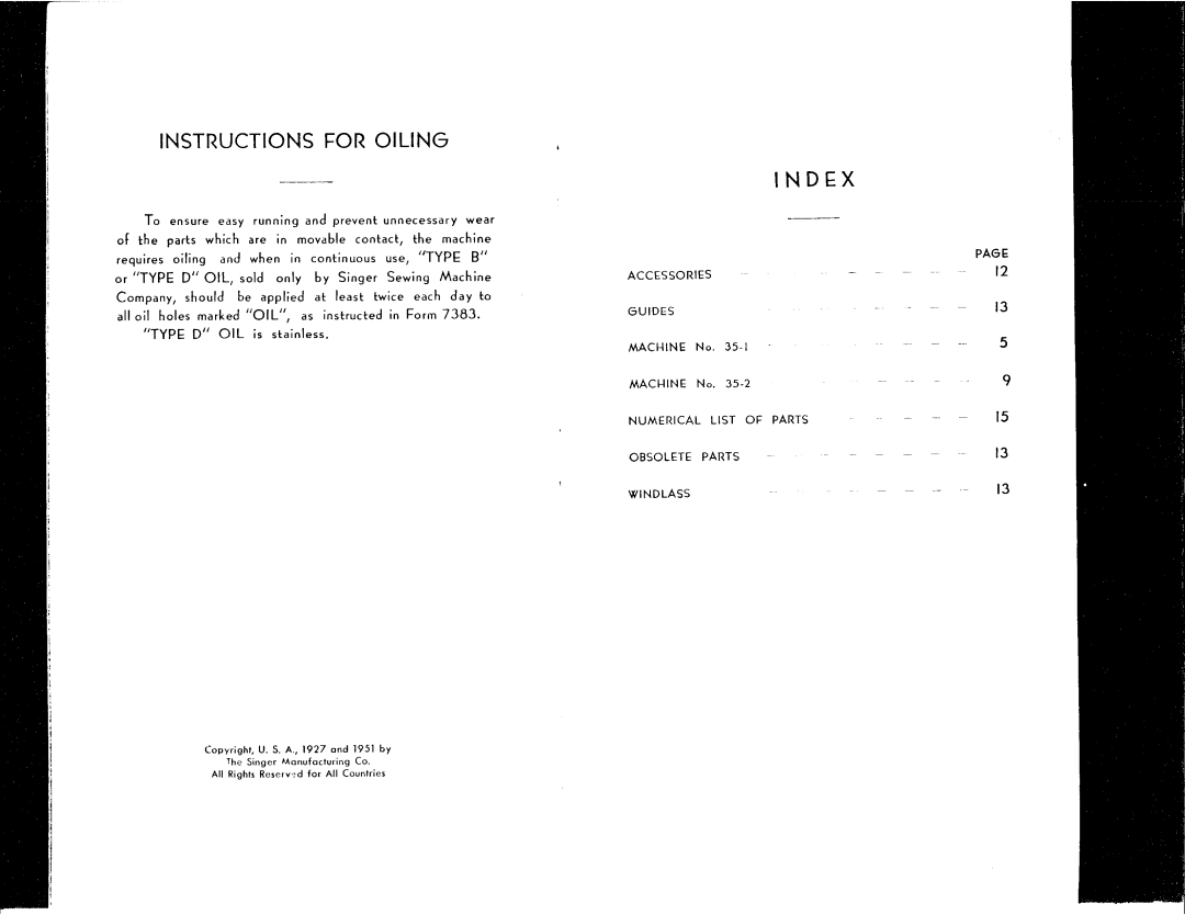 Singer 35-1, 35-2 manual 