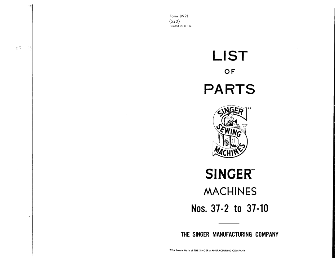 Singer 37-10 manual 