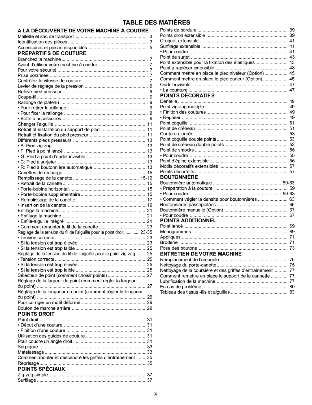 Singer 384. 18028300 owner manual DES Matifres, LA DleCOUVERTE 