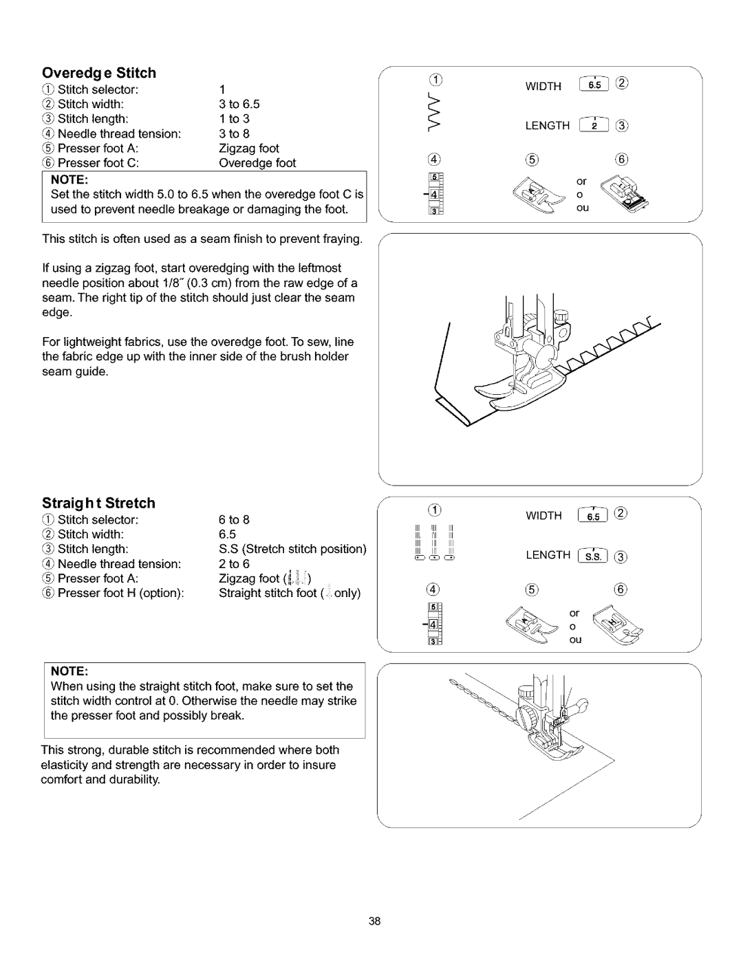 Singer 384. 18028300 owner manual Overedg, Straig h t Stretch 