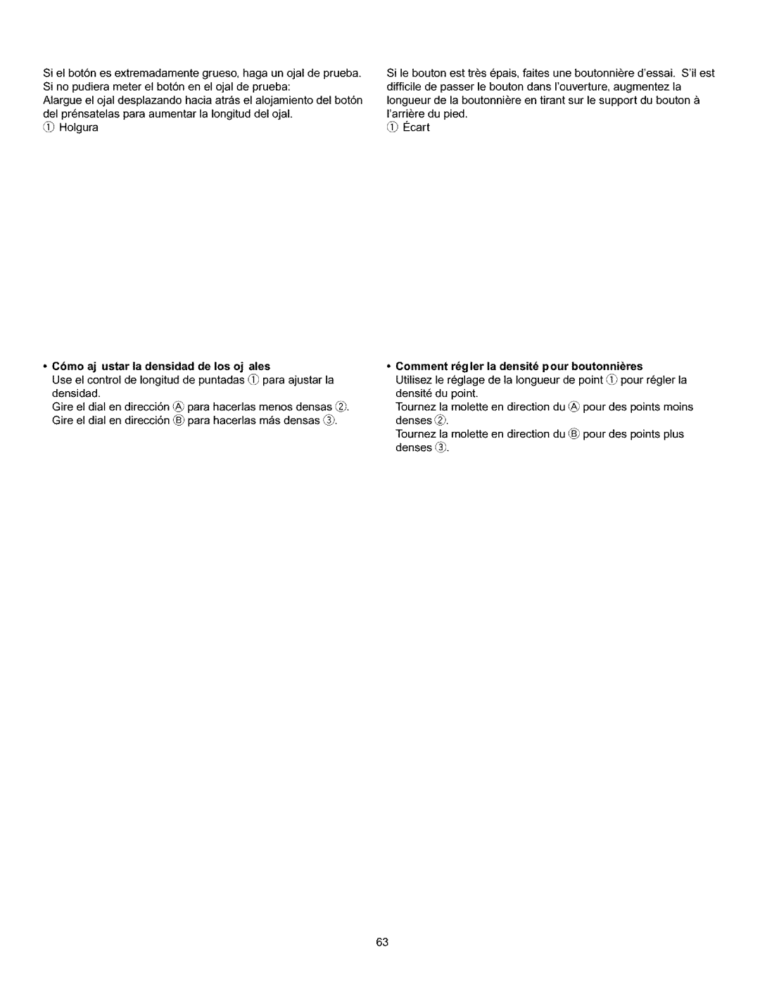 Singer 384. 18028300 owner manual C6moaj ustar la densidad de los oj ales, Comment regler la densite pour boutonnieres 