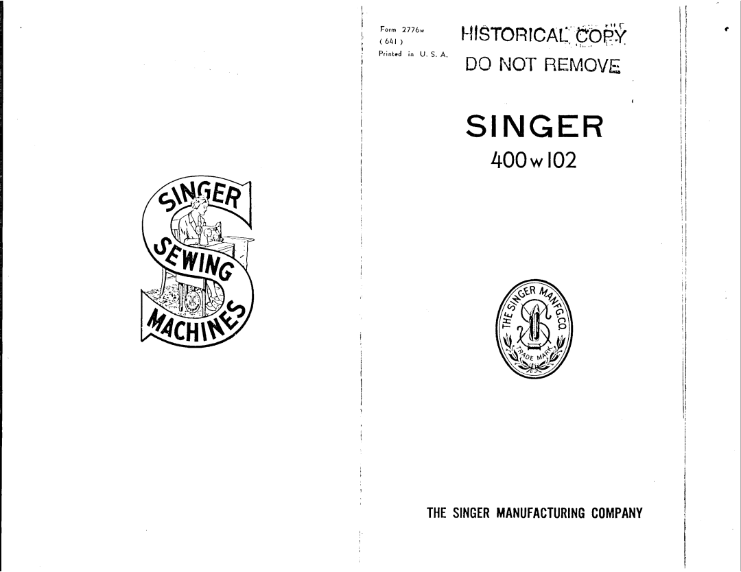 Singer 400W102 manual 