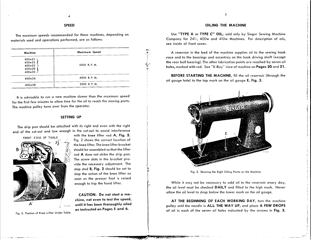 Singer 400W29, 400W28, 400W22, 400W23 manual 