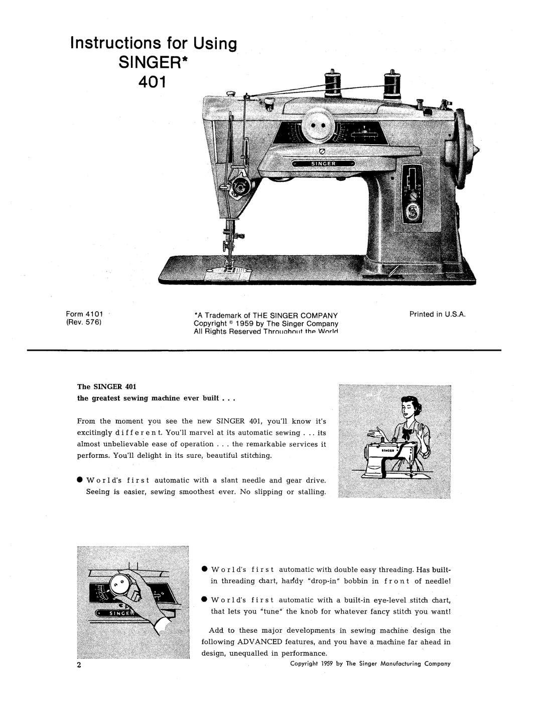 Singer 401 manual 