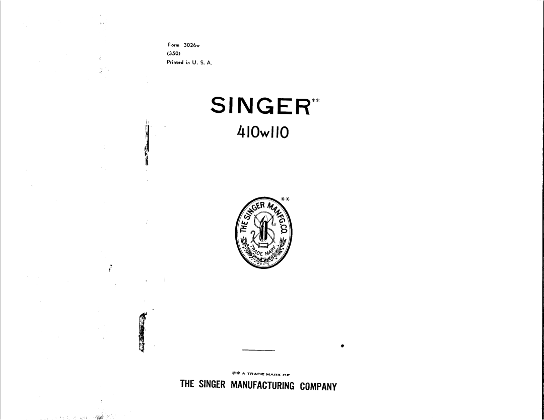 Singer 410W110 manual 