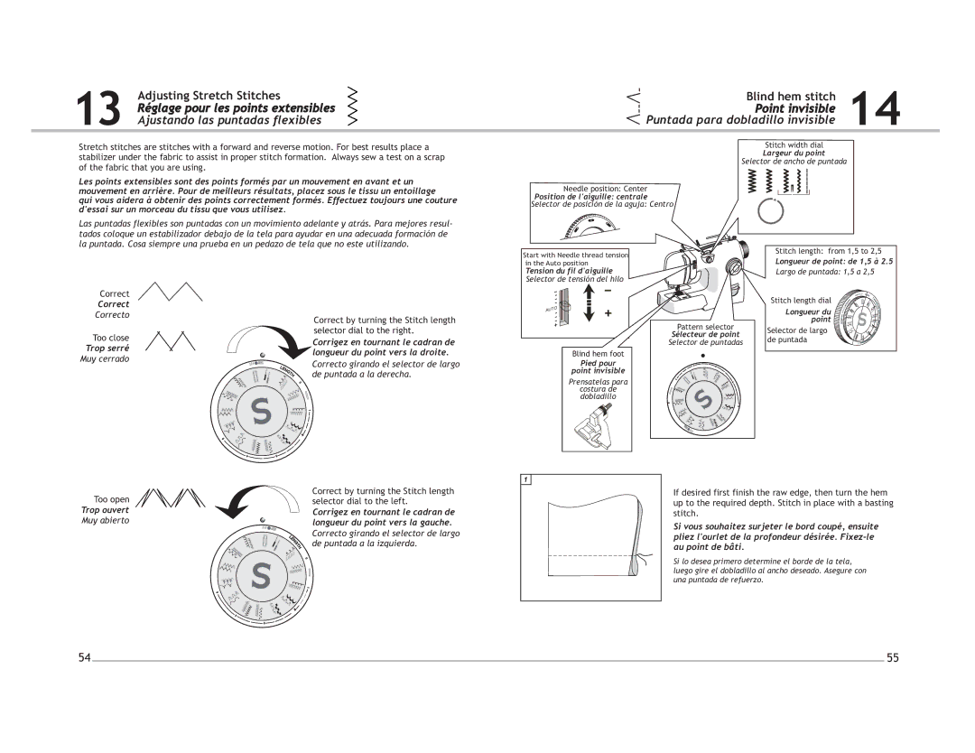 Singer 4220 manual Adjusting Stretch Stitches, Réglage pour les points extensibles, Ajustando las puntadas flexibles 