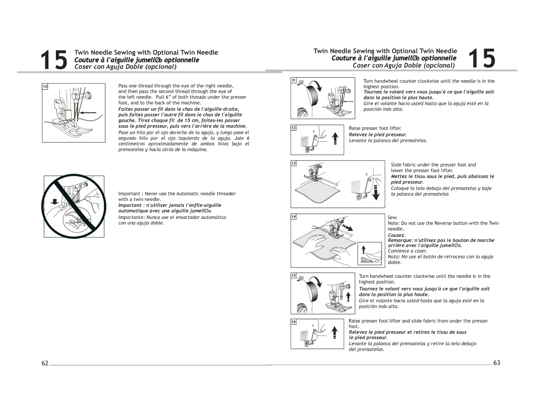 Singer 4220 Twin Needle Sewing with Optional Twin Needle, Mettez le tissu sous le pied, puis abaissez le pied presseur 