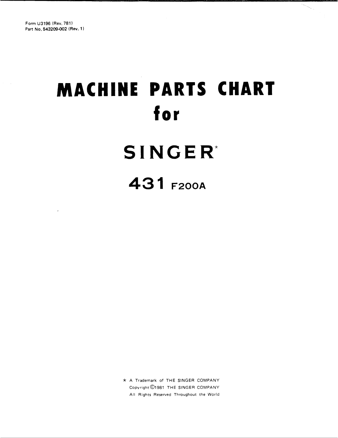 Singer 431 F200A manual 