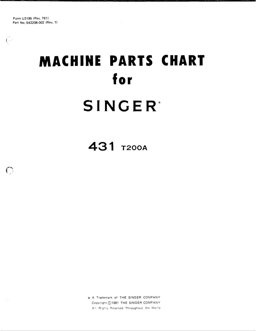 Singer 431 T200A manual 