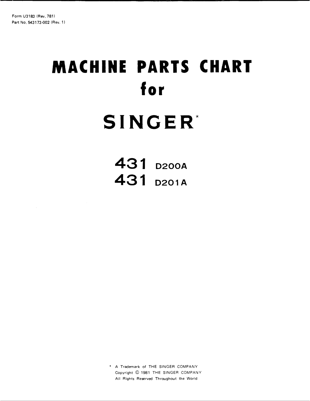 Singer 431D 201A, 431D 200A manual 