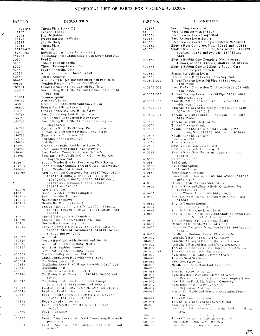 Singer 431D 200A, 431D 201A manual 