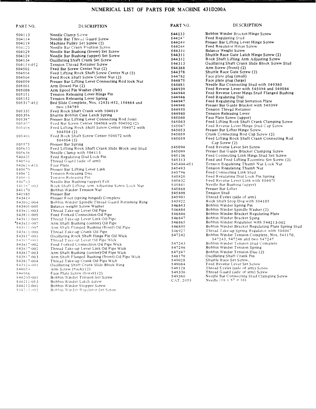 Singer 431D 201A, 431D 200A manual 