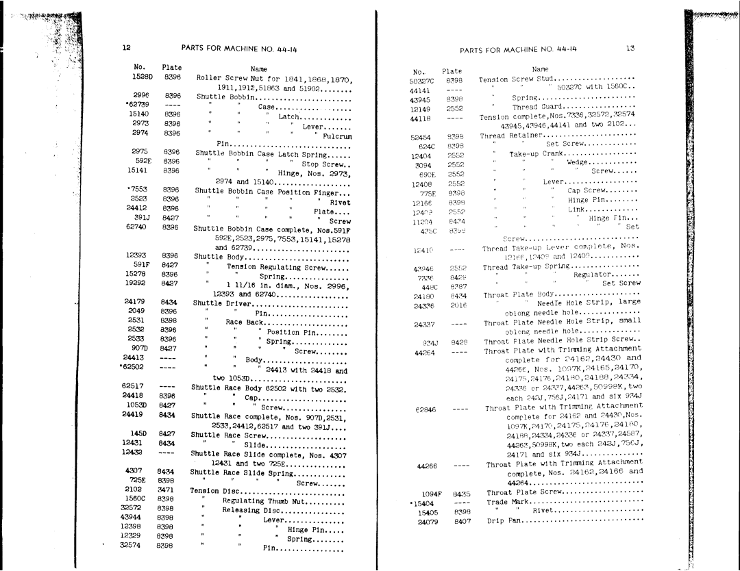 Singer 44-14, 44-15 manual 