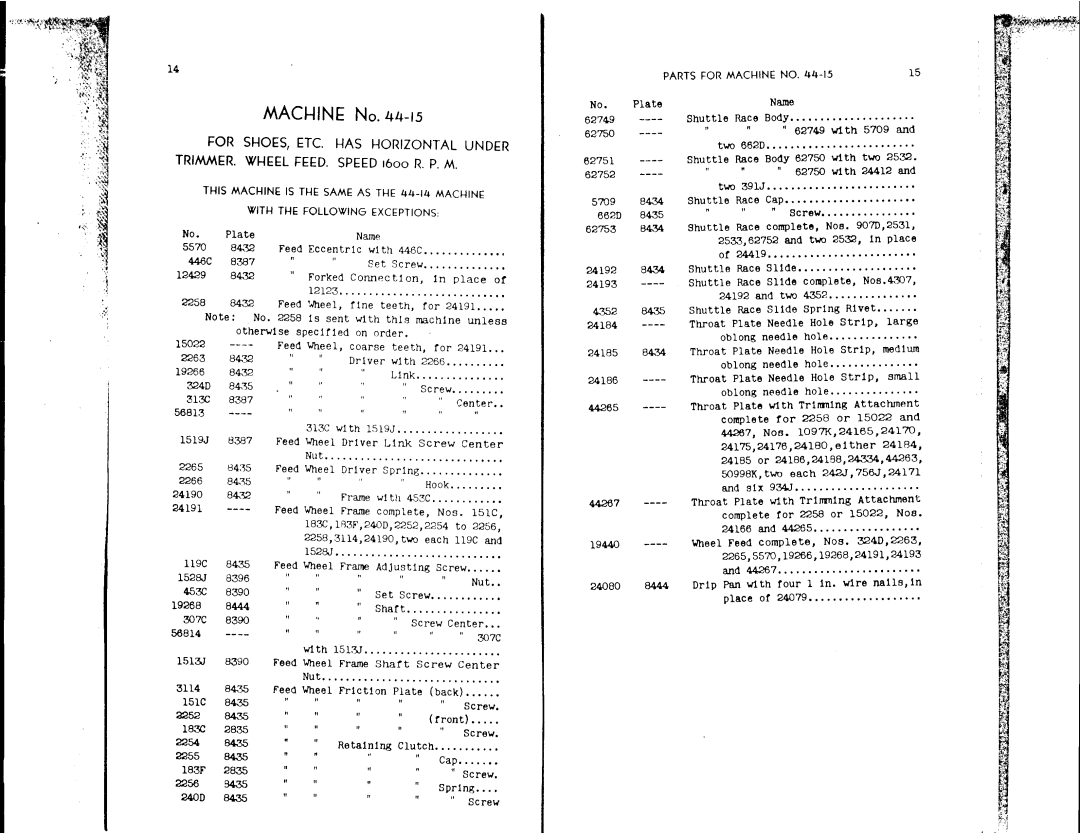 Singer 44-15, 44-14 manual 