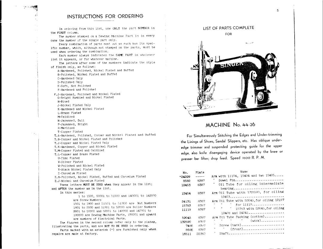 Singer 44-26, 44-27 manual 