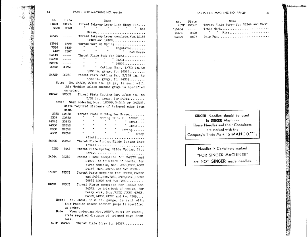 Singer 44-27, 44-26 manual 