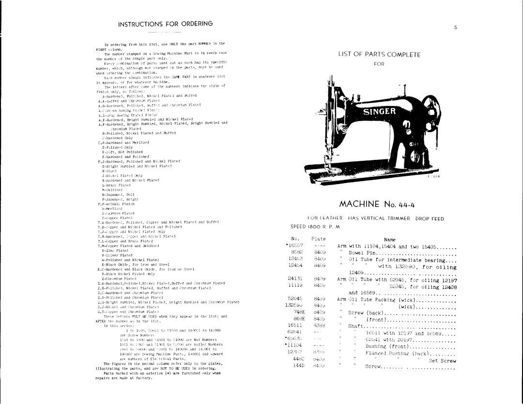 Singer 44-4, 44-7, 25 manual 