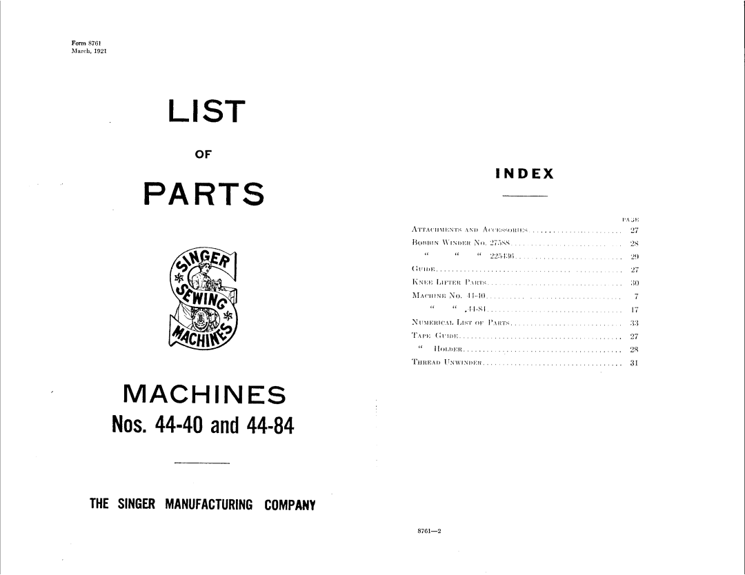 Singer 44-84, 44-40 manual 