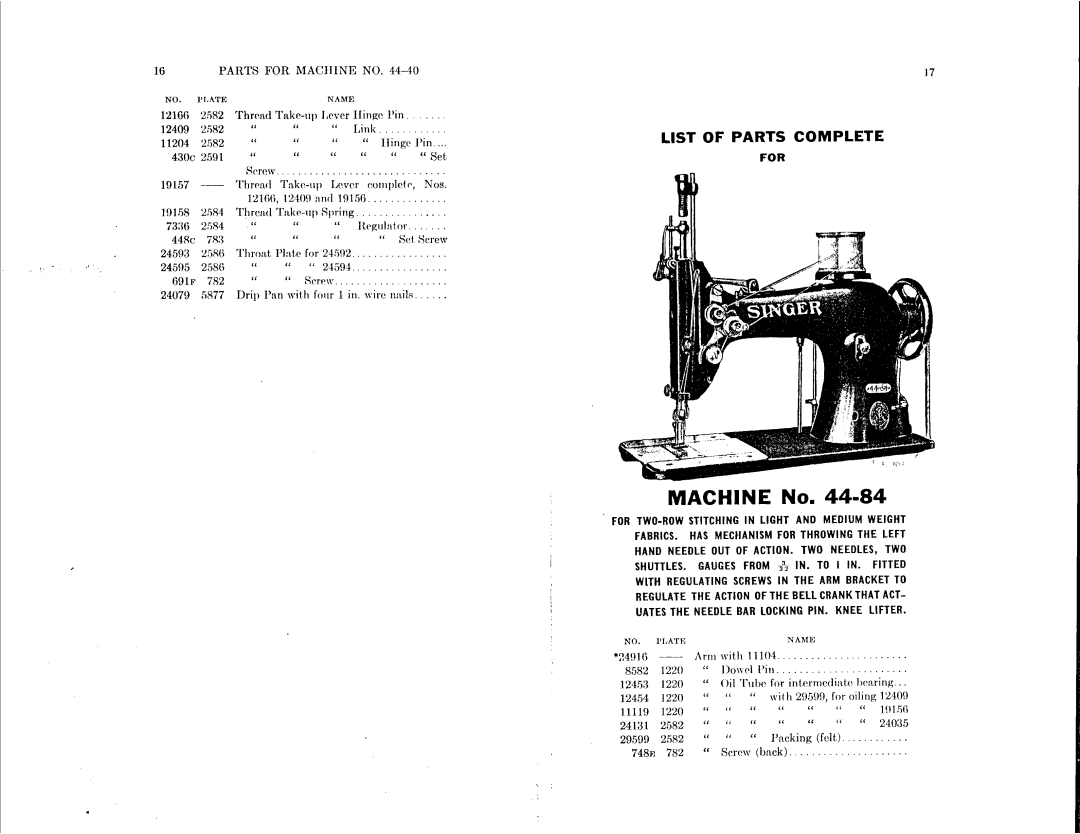 Singer 44-84, 44-40 manual 