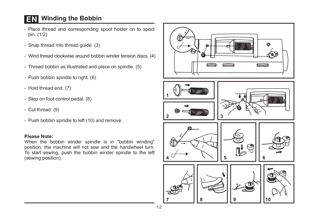 Singer 4411 instruction manual Winding the Bobbin, Please Note 