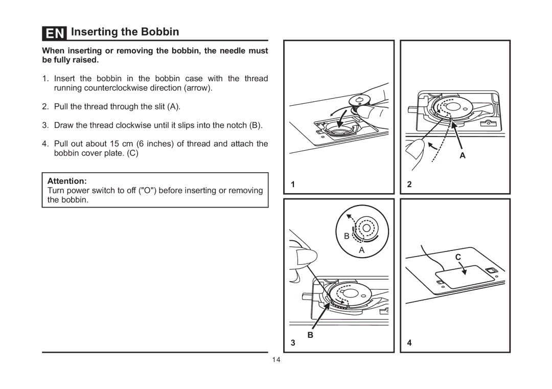 Singer 4411 instruction manual Inserting the Bobbin 