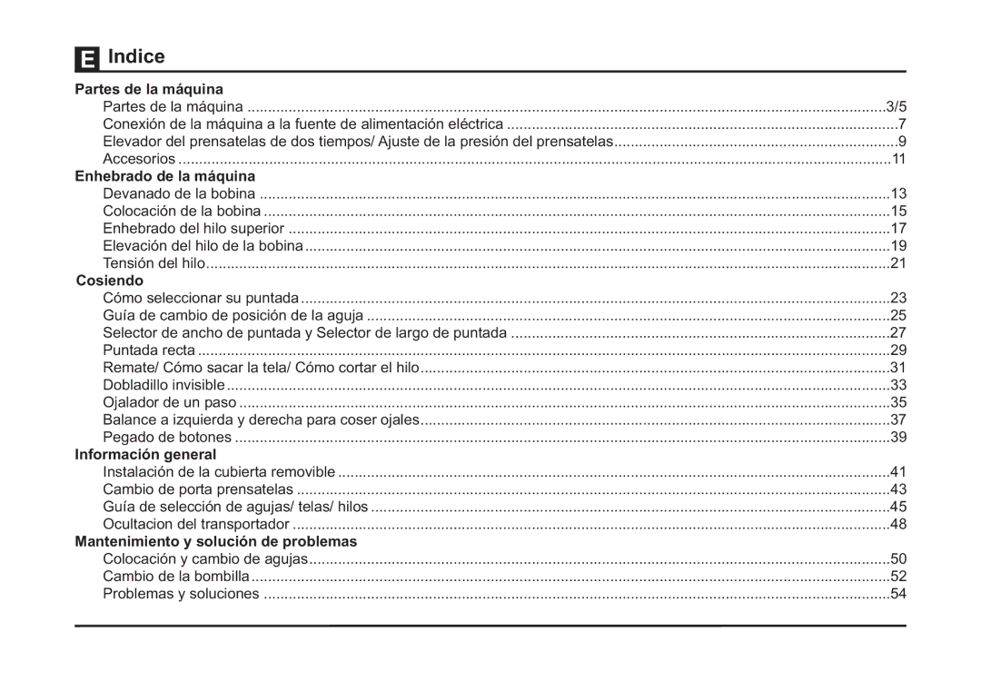 Singer 4411 instruction manual Indice 