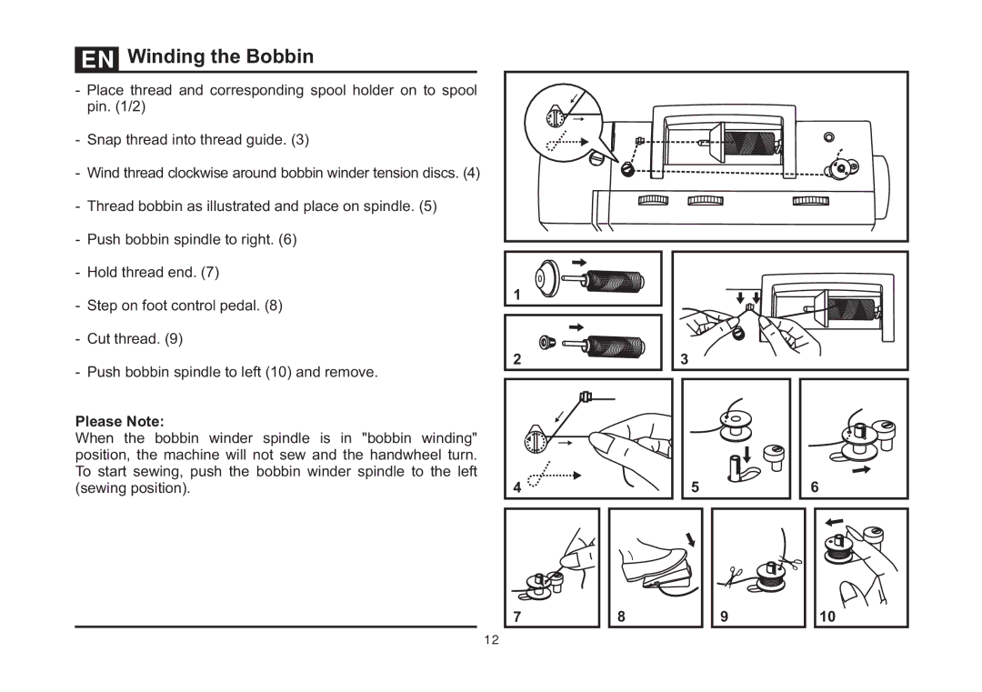 Singer 4423 instruction manual Winding the Bobbin, Please Note 