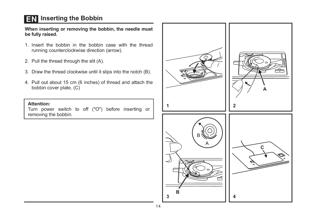 Singer 4423 instruction manual Inserting the Bobbin 