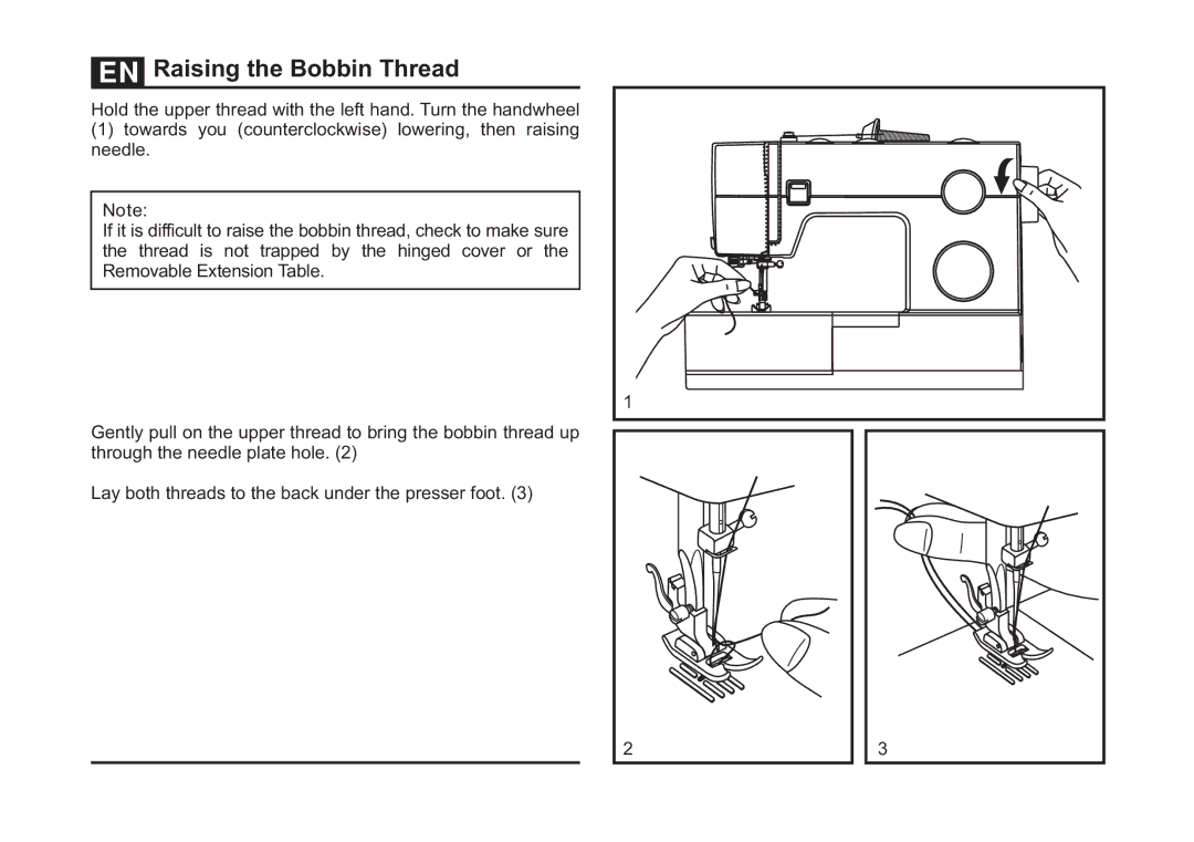 Singer 4423 instruction manual Raising the Bobbin Thread 