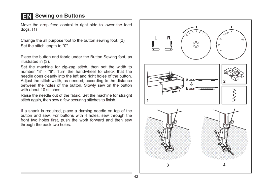Singer 4423 instruction manual Sewing on Buttons 