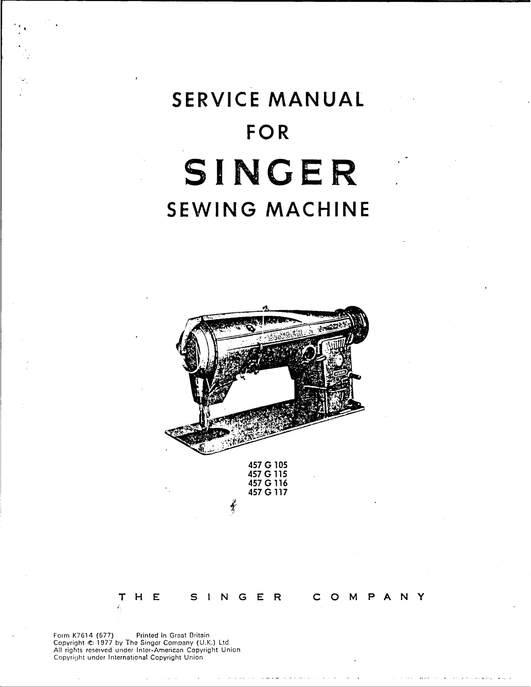 Singer 457 G 115, 457 G 116, 457 G 117 manual 