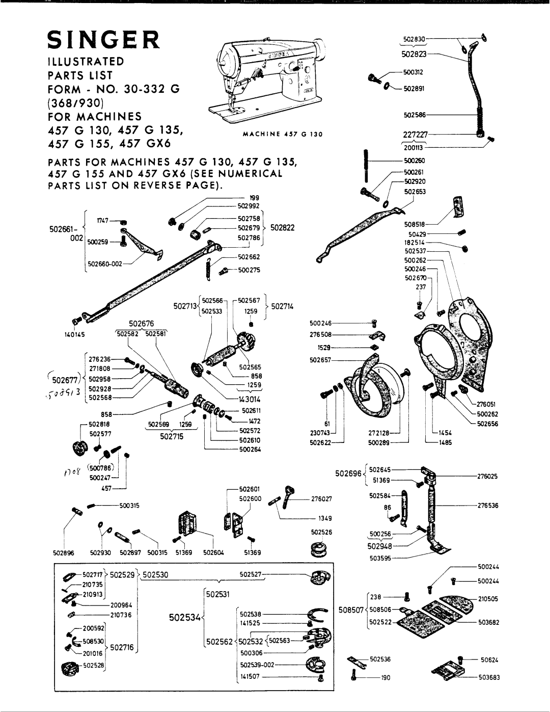 Singer 457 G 155, 457 G 135, 457 G 130, 457 GX6 manual 