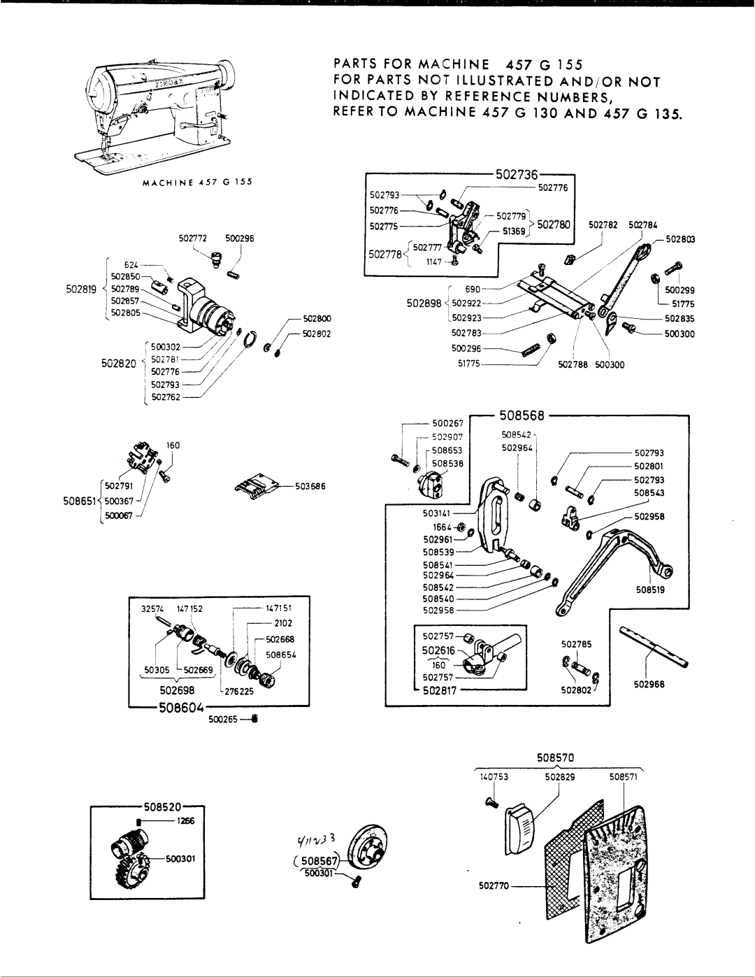 Singer 457 G 155, 457 G 135, 457 G 130, 457 GX6 manual 