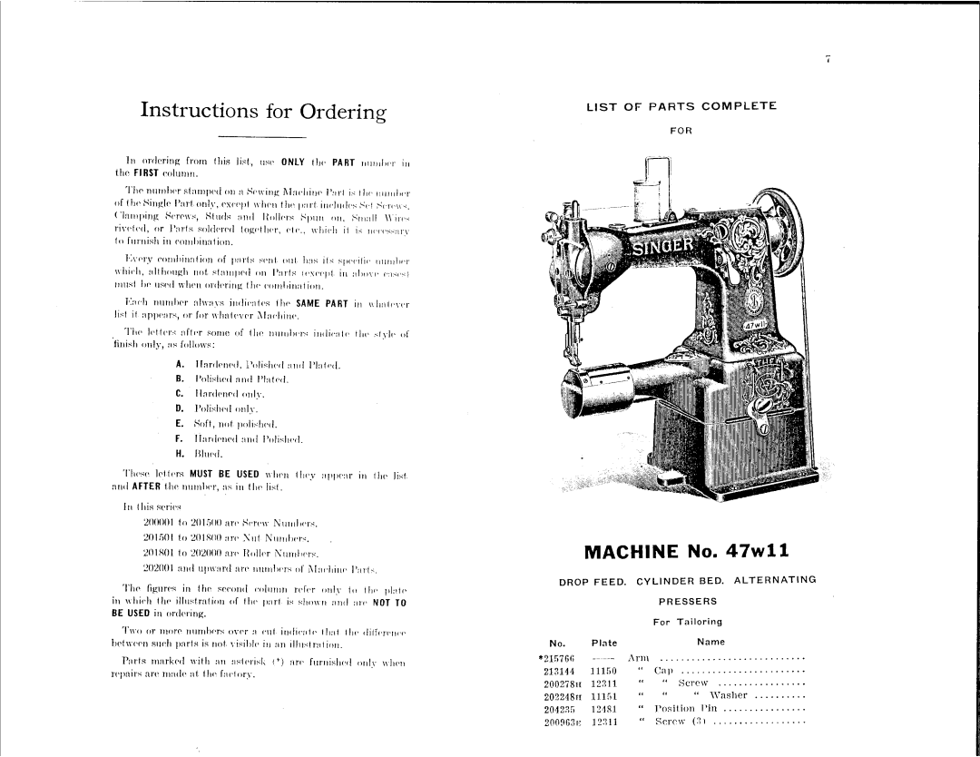 Singer 47W11 manual 