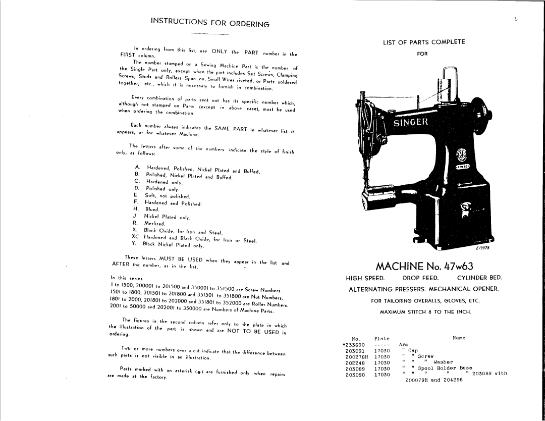 Singer 47W63 manual 